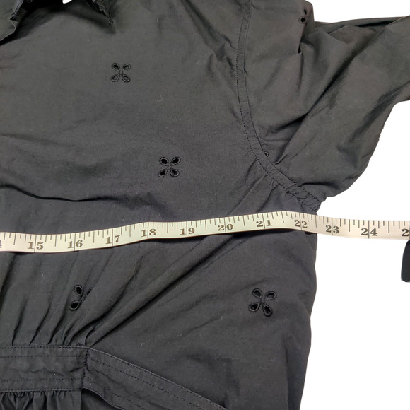 Ulla Johnson Gemma Broderie Anglaise Eyelet Cotton Poplin Shirt Dress Black 8/10 - Picture 12 of 14